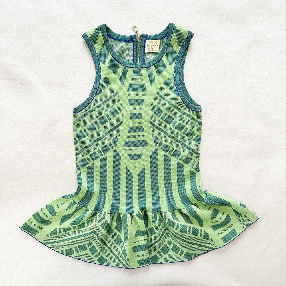 Torn By Ronny Kobo Deco Design Peplum Tank Top